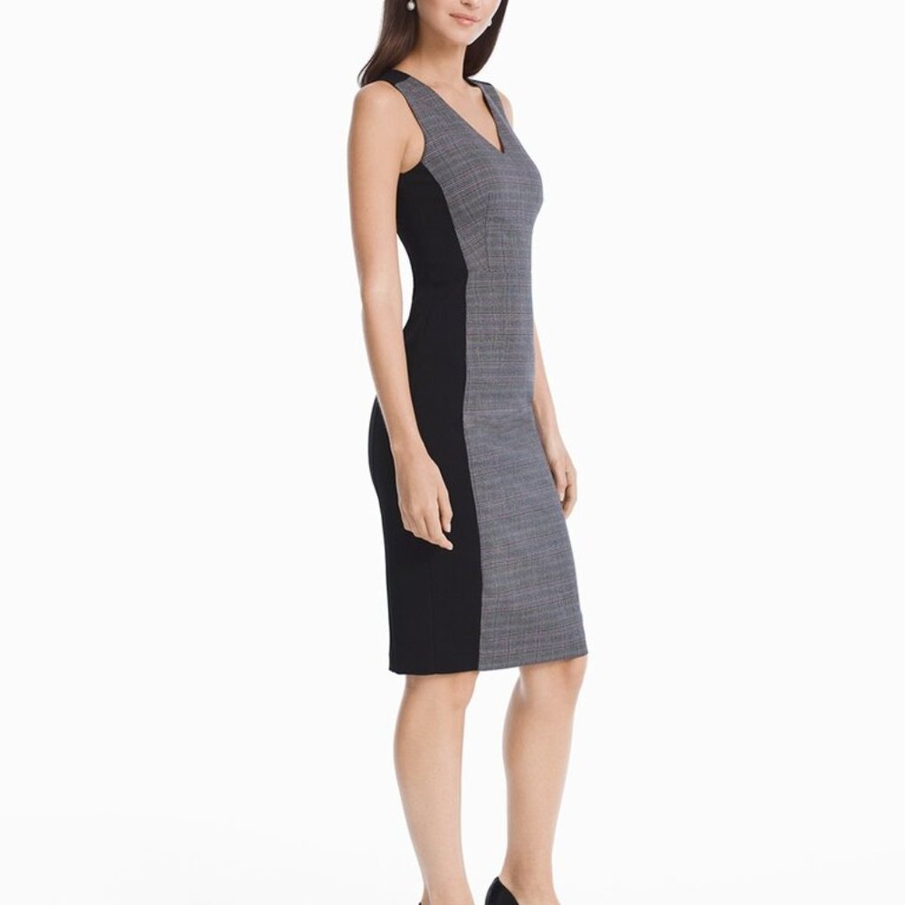 WHBM Body Perfecting Colorblock Plaid Sheath Dress - Picture 3 of 9